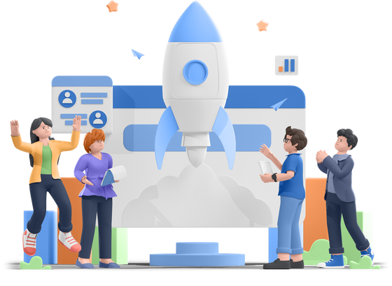 Project Launching 3D Illustration