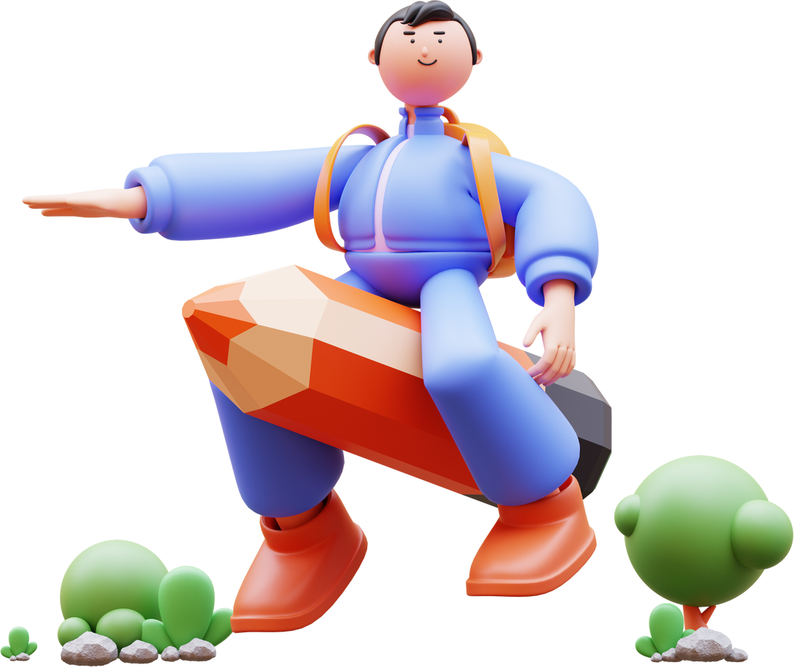 Fly with pencil 3D Character